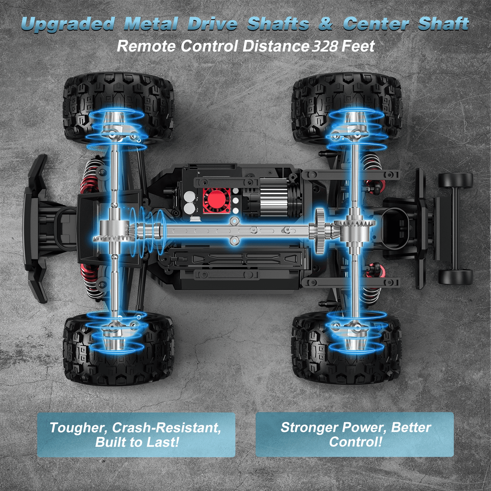 AUOSHI 1:14 Fast RC Toy Car,40+MPH Remote Control Off-Road Truck with Full Metal Drivetrain, 4WD All-Terrain, 2 Batteries, 70 Min Runtime, LED Lights, Waterproof – Great Gift for Kids, Teens & Adults