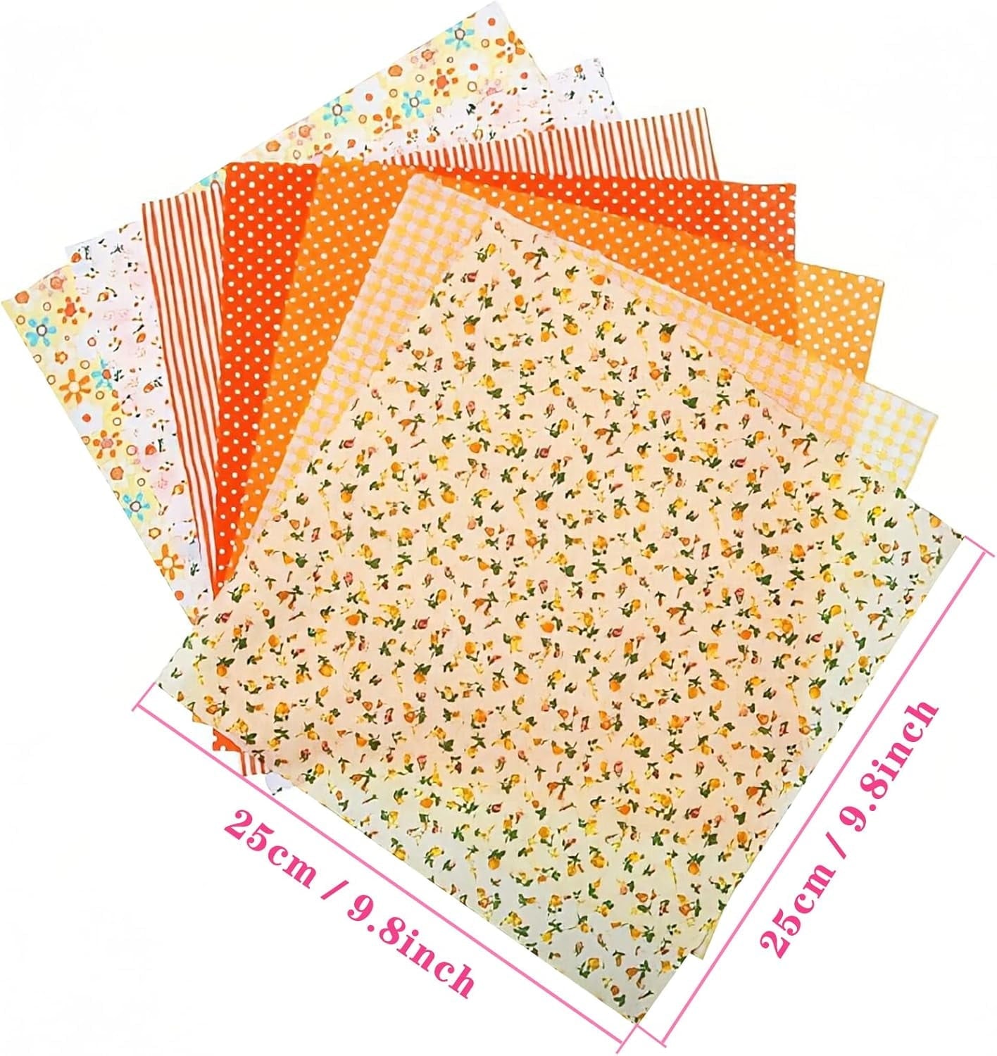 35Pcs 9.8"x9.8" Quilting Cotton Fabric Squares Quilting Supplies Multi-Color Design Printed Floral Fabric for DIY(Red/Yellow/Green/Blue/Pink/Purple/Grey/Black)