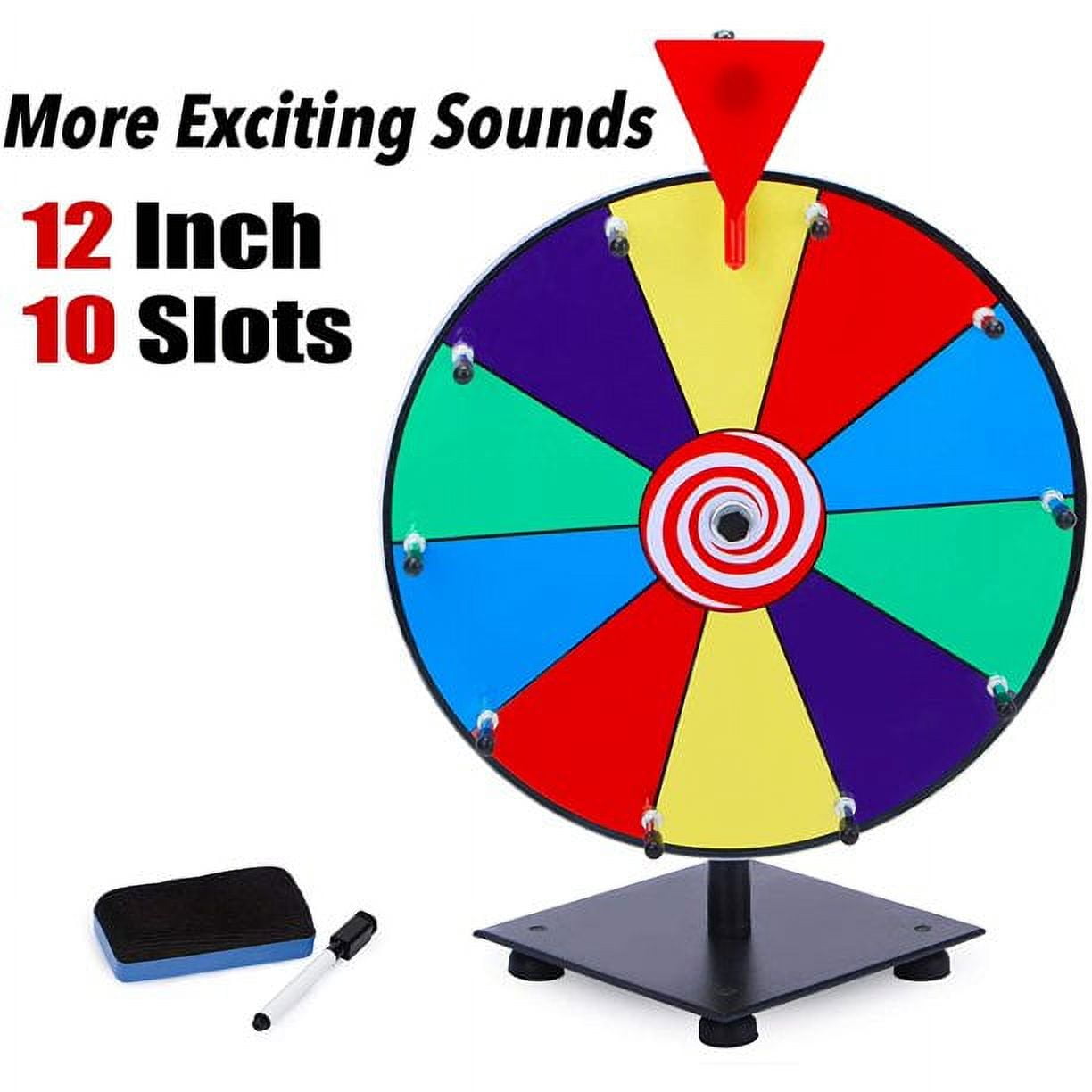 12 Inch Heavy Duty Spinning Prize Wheel - 10 Slots Color Tabletop Roulette Wheel of Fortune - Spin The Wheel with Dry Erase Marker and Eraser Win The Fortune Spin Game for Carnival and Trade Show