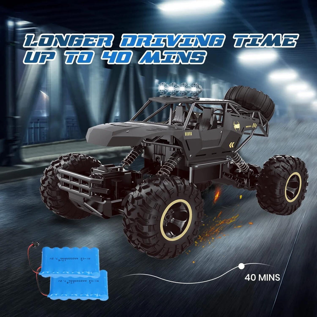 4DRC 1:12 Rc Car,off Road Truck Remote Control Car Metal Shell 2.4G 4WD Dual Motors, with 2 Batteries Black