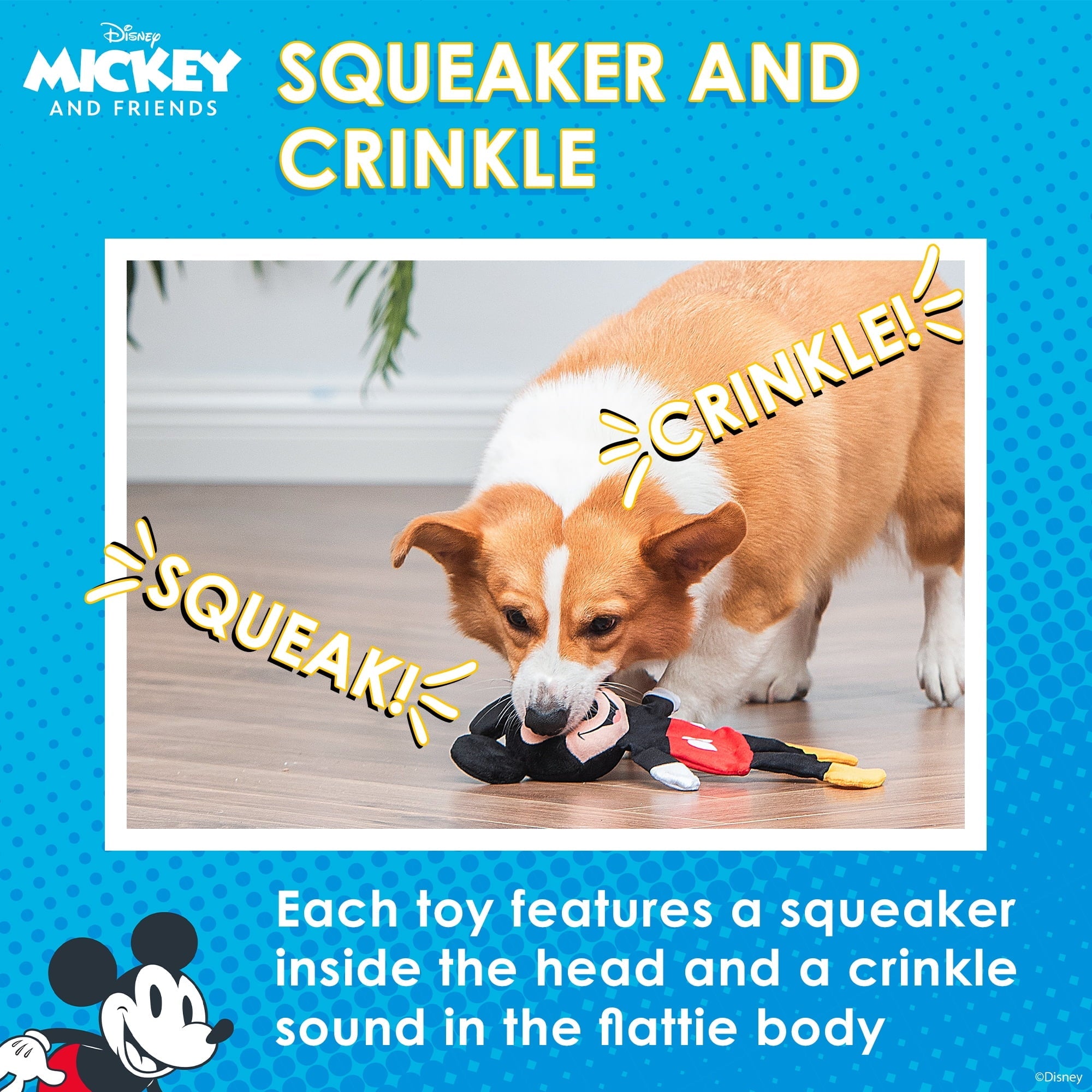 Disney Mickey & Friends: 12" Mickey Mouse Plush Stuffed head flat body Toy