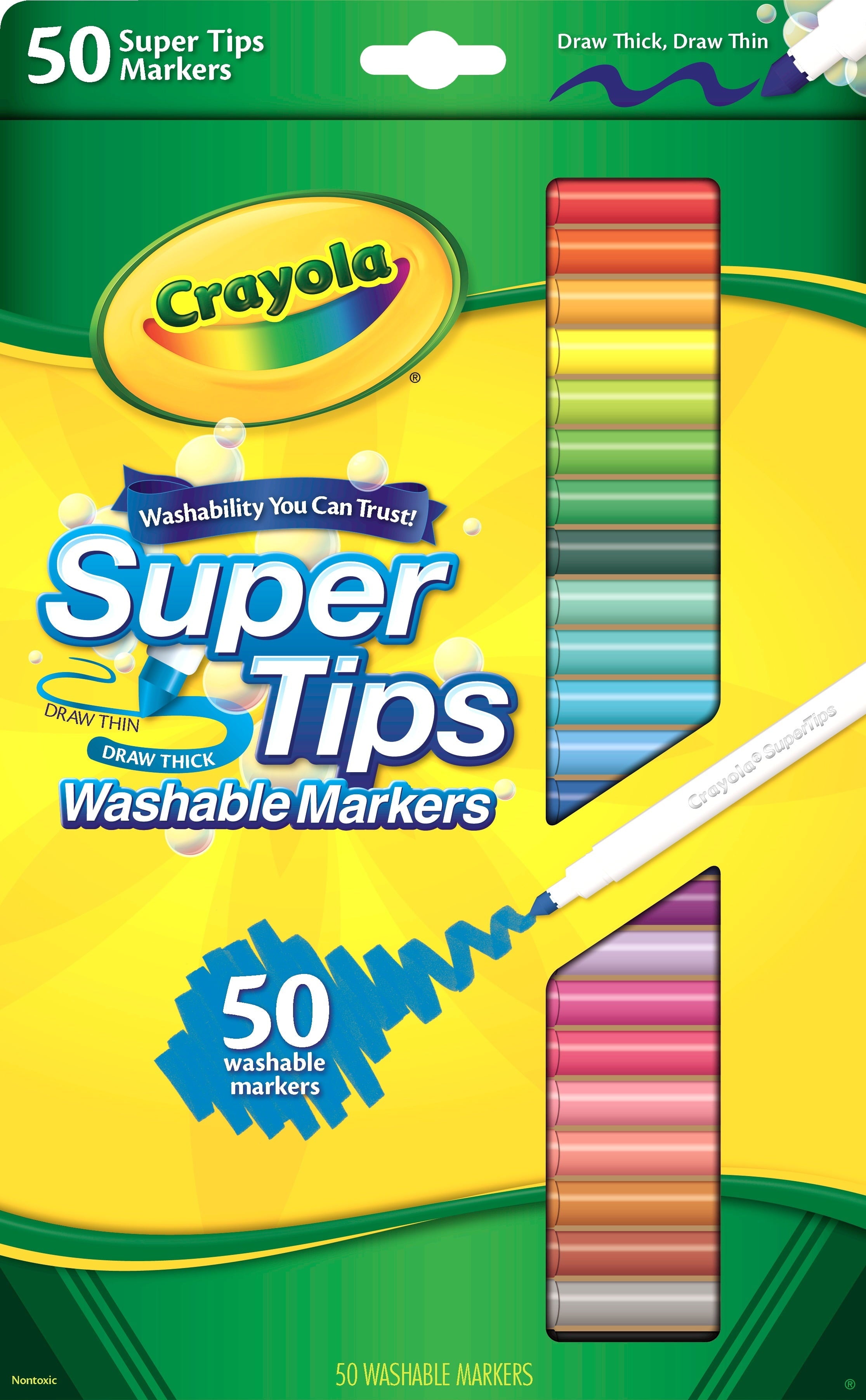 Crayola Super Tips Washable Markers for Kids, 50 Ct, Classroom Must Haves, Back to School Supplies, 3+