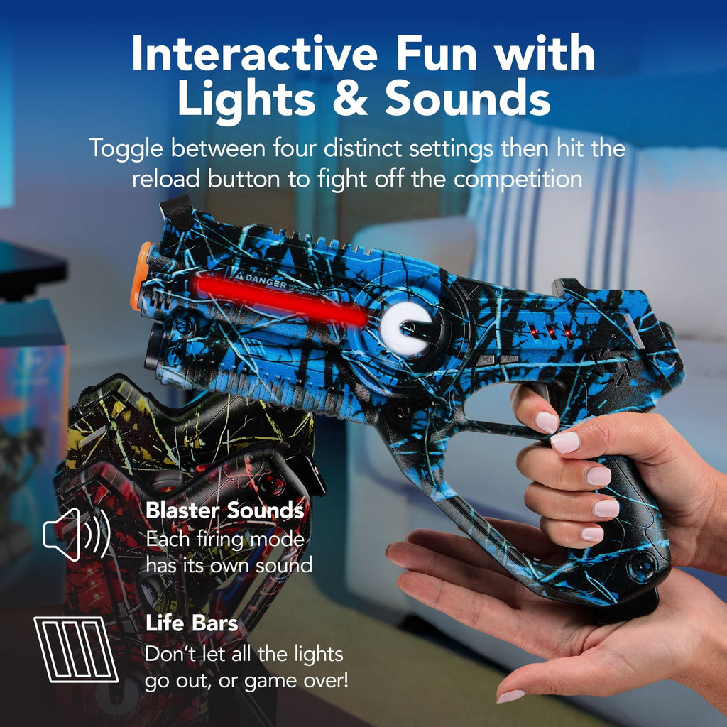 Best Choice Products Set of 4 Rechargeable Laser Tag Blasters, No Vests w/ Docking - Graffiti Red/Blue/Green/Yellow