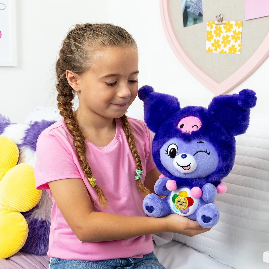 Care Bears x Hello Kitty , Harmony Bear as Kuromi, 10" Collectible Plush, Great Gift for Girls or Boys, Age 4 Year and up
