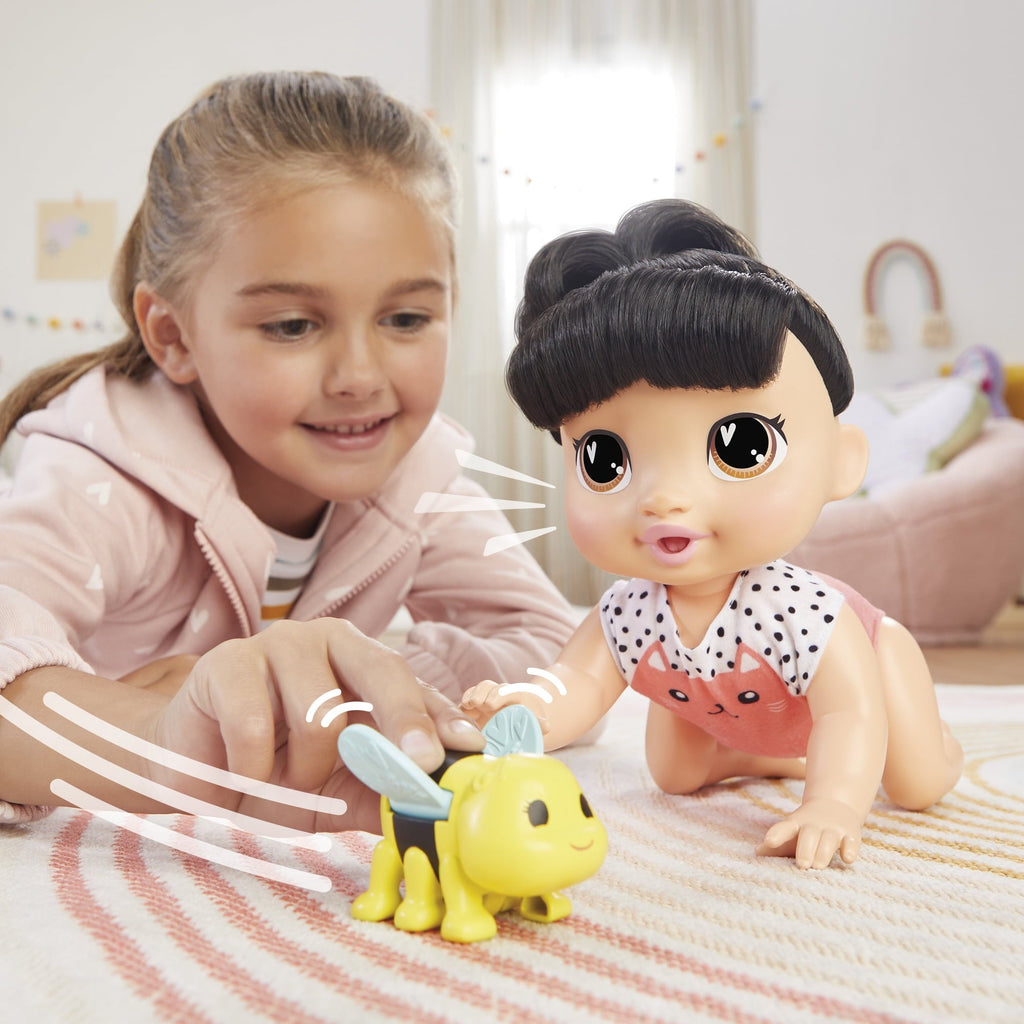 Baby Alive Crawl 'n Play Katie Kat Doll, Black Hair, Electronic Kids Toys for Girls & Boys 3+