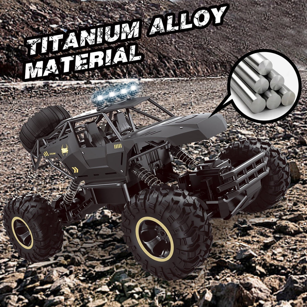 4DRC 1:12 Rc Car,off Road Truck Remote Control Car Metal Shell 2.4G 4WD Dual Motors, with 2 Batteries Black