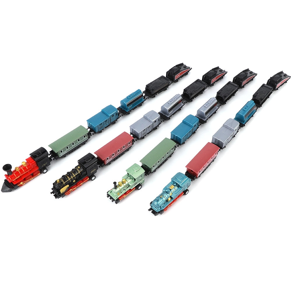4 Sets Mini Trains Toy Pull Back Steam Trains Model Set Assorted Styles for Children Christmas Gift Birthday Gift For 3-6 Year Old
