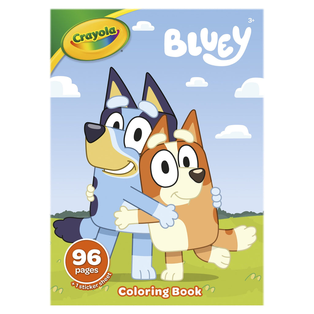 Crayola Bluey Coloring Book with Sticker Sheet, 96 Pgs, Arts and Crafts, Travel Activity, Bluey Gift for Toddlers, Ages 3+