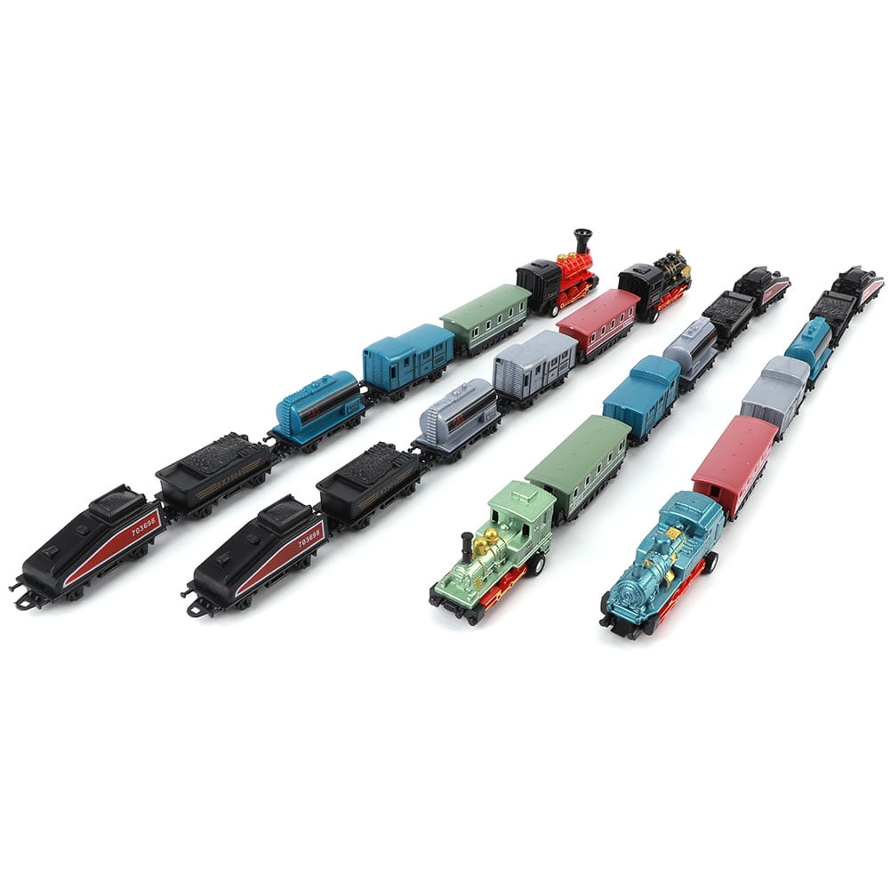 4 Sets Mini Trains Toy Pull Back Steam Trains Model Set Assorted Styles for Children Christmas Gift Birthday Gift For 3-6 Year Old