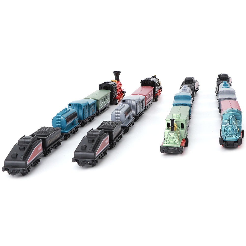 4 Sets Mini Trains Toy Pull Back Steam Trains Model Set Assorted Styles for Children Christmas Gift Birthday Gift For 3-6 Year Old