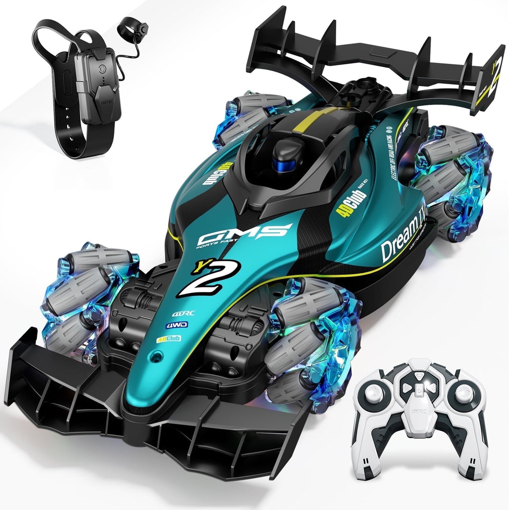 4DRC RC Racing Car, 1:12 4WD Toy Cars Buggy 2.4Ghz High Speed Remote Control Car Drift Car, Sideways Driving, with Watch Control.for Boys & Gift for Kids Blue