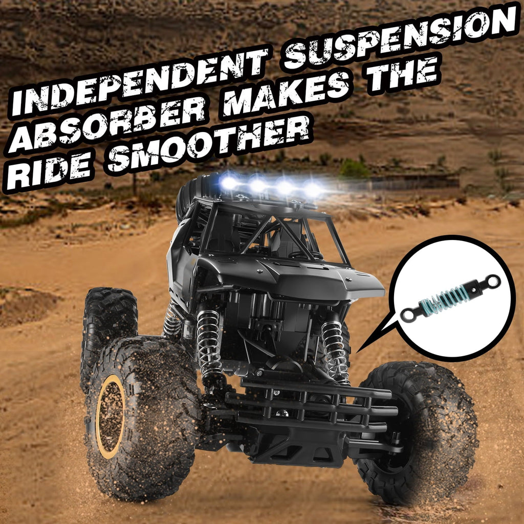 4DRC 1:12 Rc Car,off Road Truck Remote Control Car Metal Shell 2.4G 4WD Dual Motors, with 2 Batteries Black