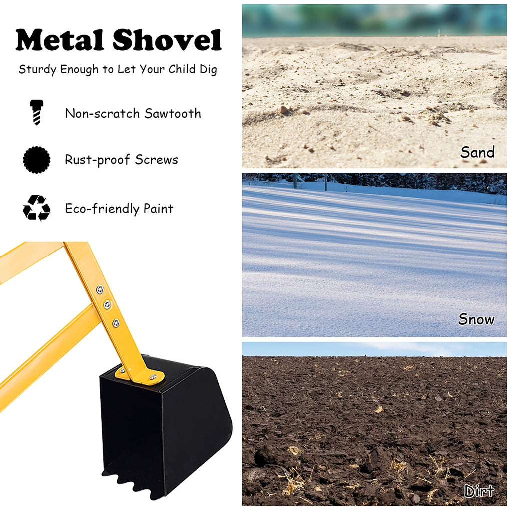 Costway Heavy Duty Kid Ride-on Sand Digger Digging Scooper Excavator for Sand Toy Yellow