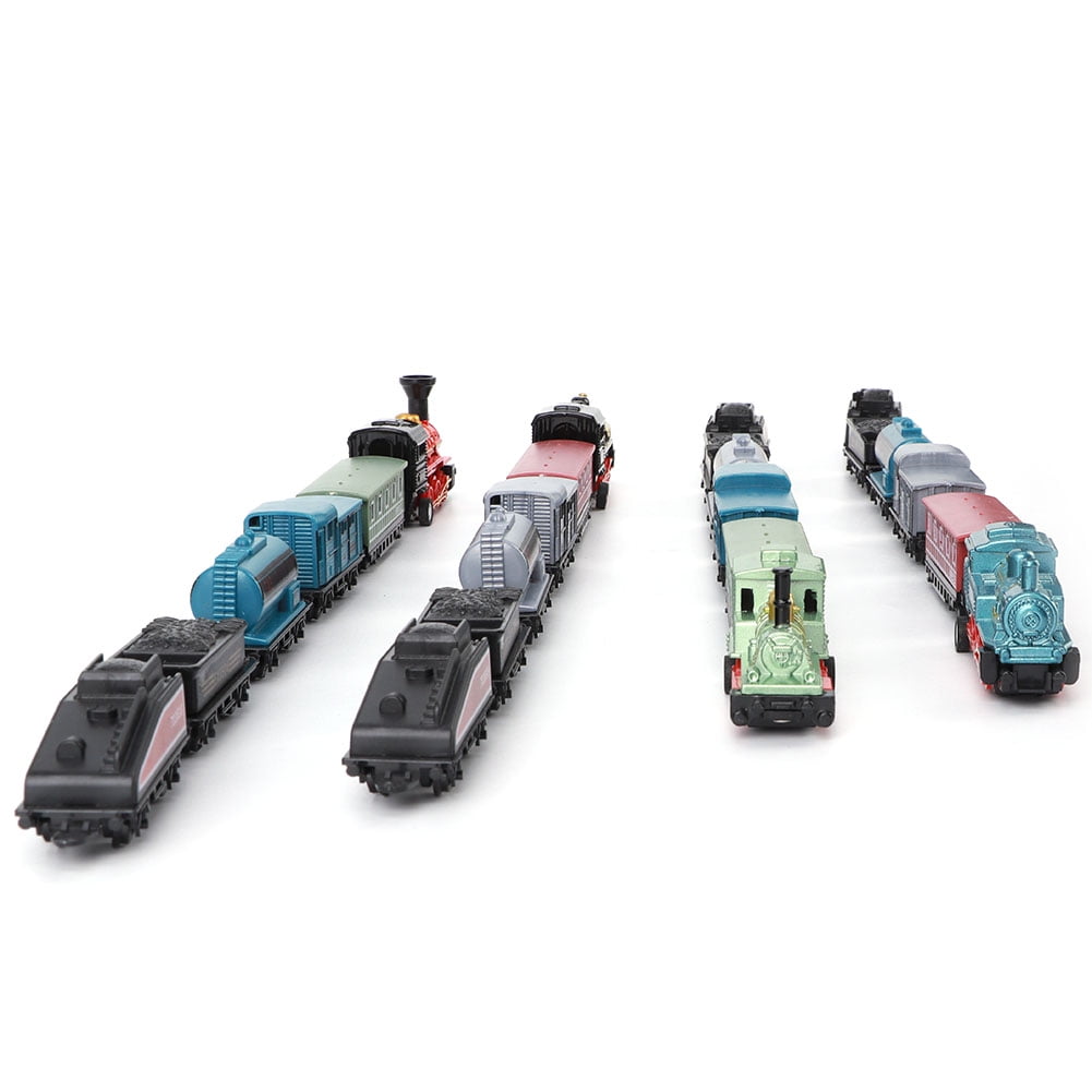 4 Sets Mini Trains Toy Pull Back Steam Trains Model Set Assorted Styles for Children Christmas Gift Birthday Gift For 3-6 Year Old