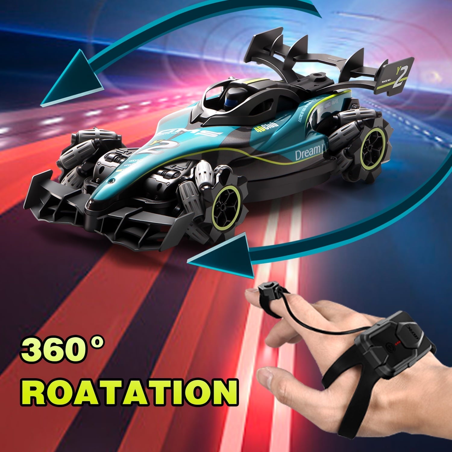 4DRC RC Racing Car, 1:12 4WD Toy Cars Buggy 2.4Ghz High Speed Remote Control Car Drift Car, Sideways Driving, with Watch Control.for Boys & Gift for Kids Blue