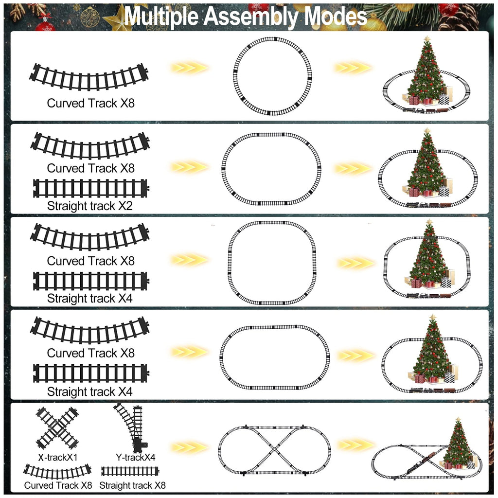 Adoonk Remote Control Train Set , with Steam Engine Realistic Smoke Sounds Lights 21-Piece ,Train Toy Gifts for Kids Ages 4-8