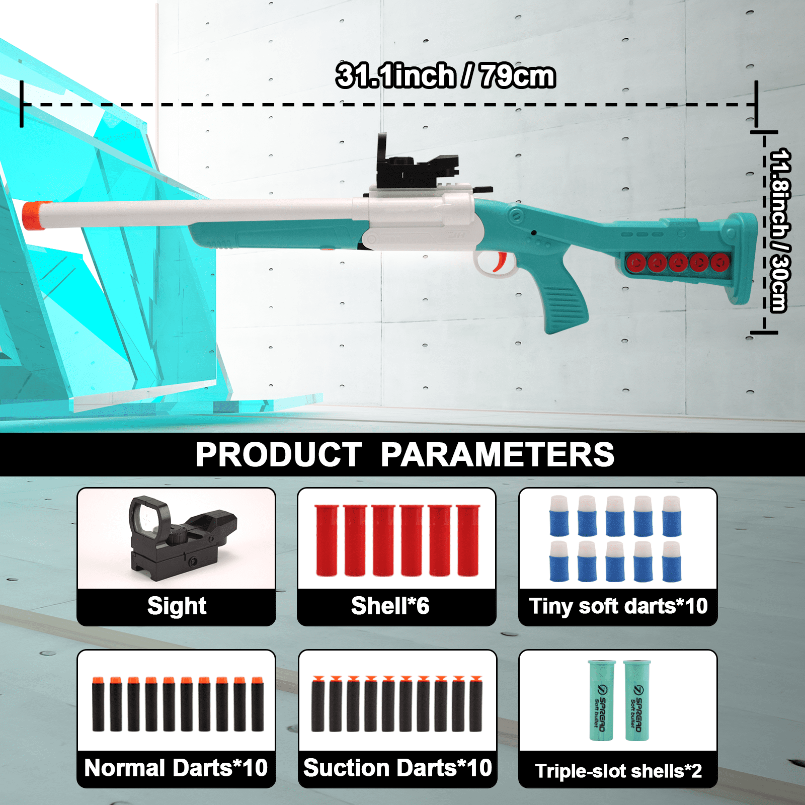 BIU BLASTER Double Barrel Toy Foam Blaster with Shell Ejection 2-in-1 Soft Bullet Shotgun, Ideal Gift for Ages 14+