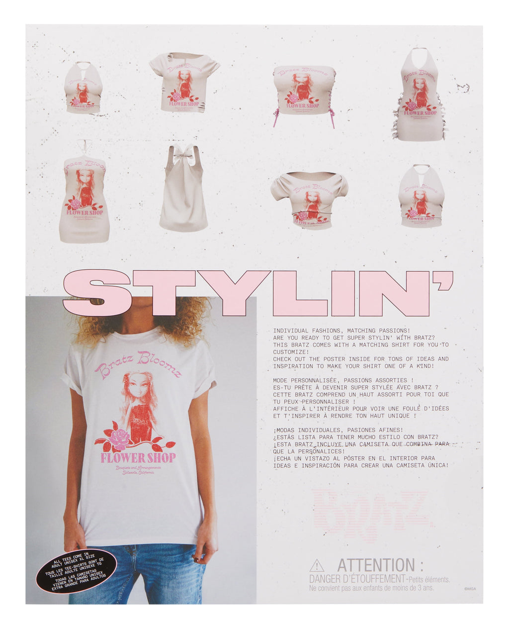 Bratz Stylin' Yasmin Fashion Doll with Customizable T-Shirt for You and Accessories
