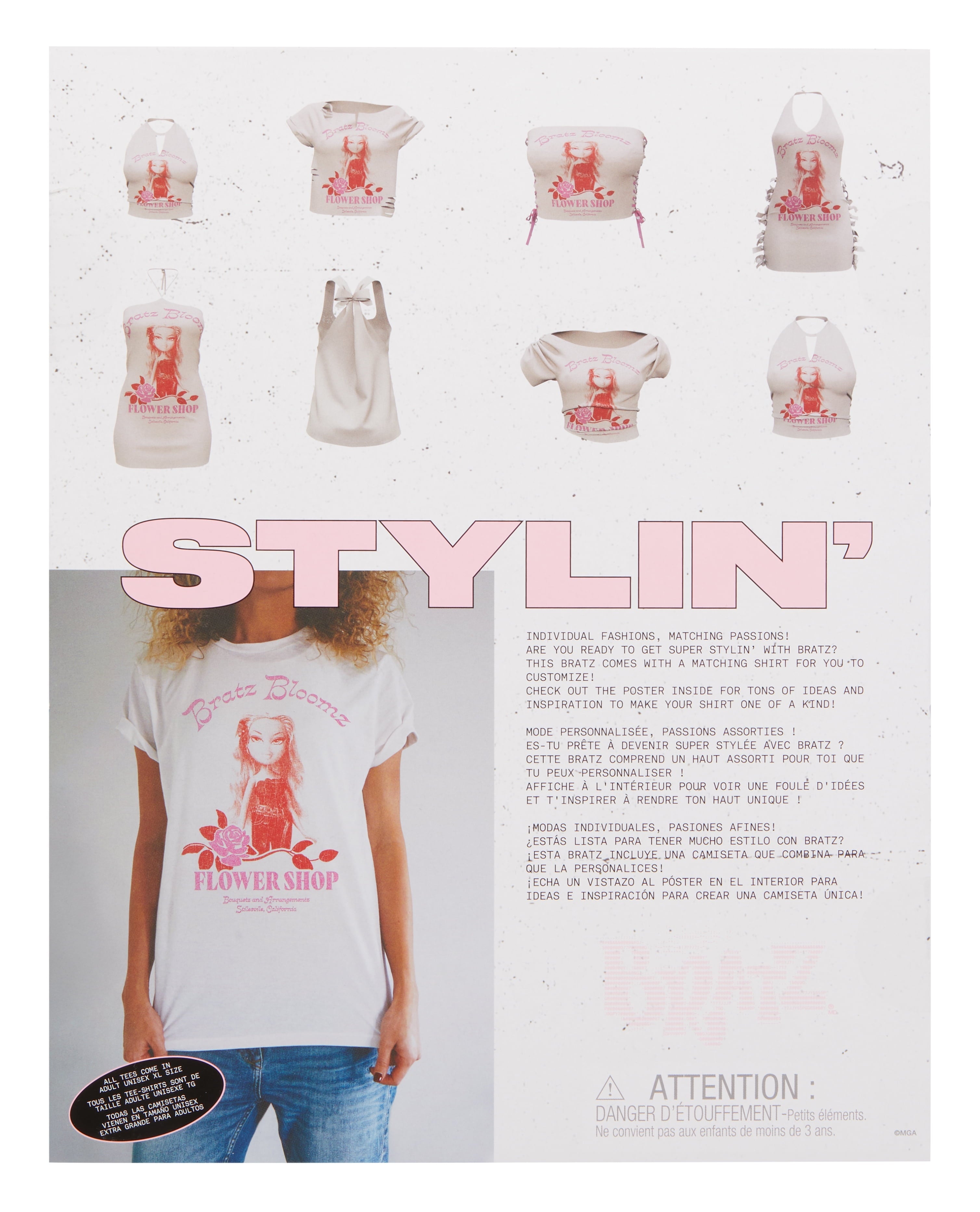 Bratz Stylin' Yasmin Fashion Doll with Customizable T-Shirt for You and Accessories