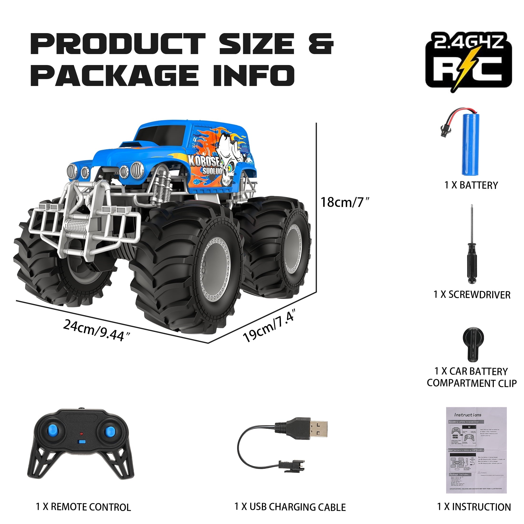 Amphibious Remote Control Car Toys for Boys Girls 2.4GHz 1:16 All Terrain Off-Road RC Car Waterproof RC Monster Truck Kids Pool Toys Remote Control Boat Gifts for Christmas