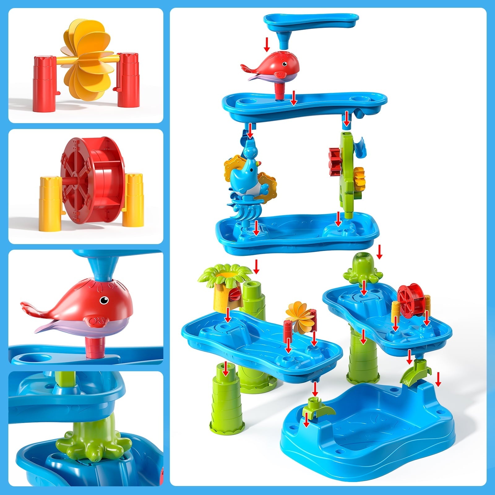 Dinosaur Planet Kids Sand Water Table, Sandbox Table Kids Activity Sensory Play Table Summer Outdoor Toys Boys Girls Gift