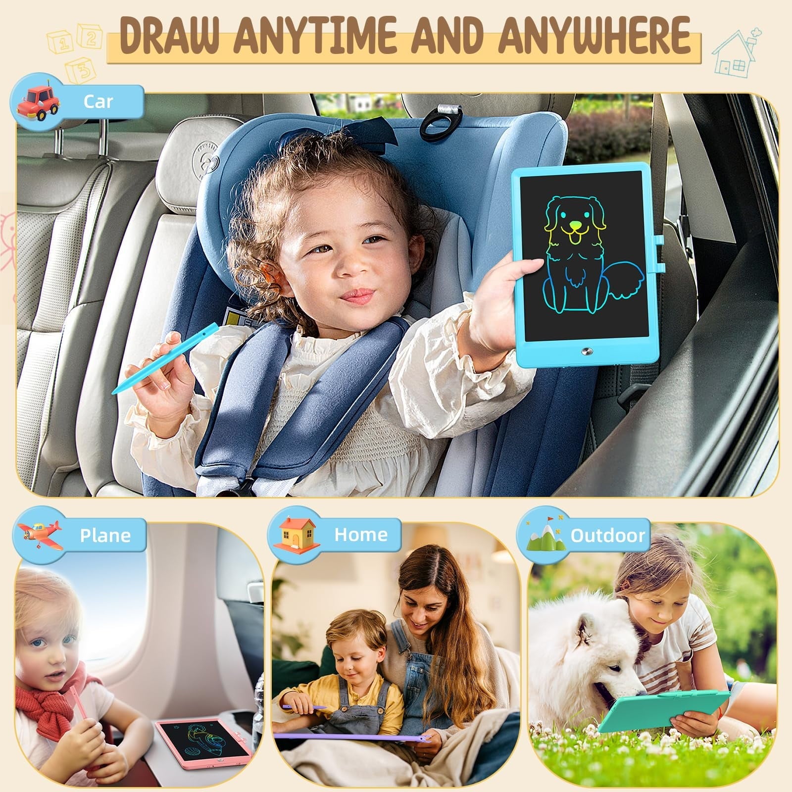 Comvin 2 Pack LCD Writing Tablet for Kids, 8.5 Inch Colorful Drawing Tablet Drawing Pad Electronic Doodle Board, Educational Learning Toys Birthday Gifts for Boys Girls Age 3 4 5 6 7 8